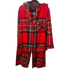 Victoria's Secret Winter Christmas Holiday Pajama Set Plaid Red Green Large